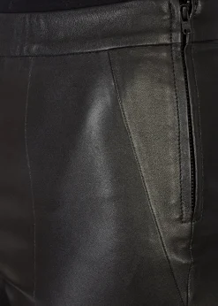'Tyson' Crop Flare Leather Trousers