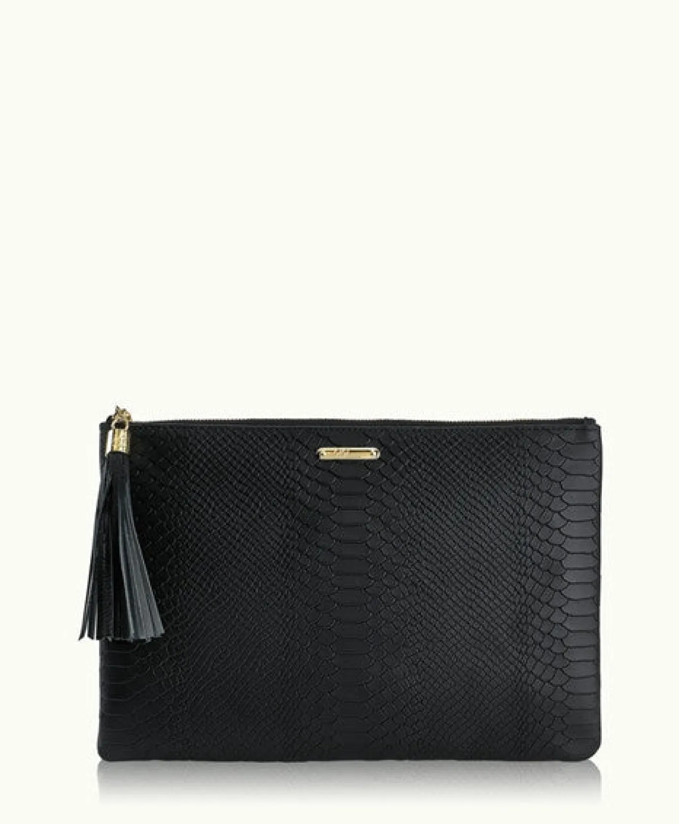Uber Black Python Clutch Bag