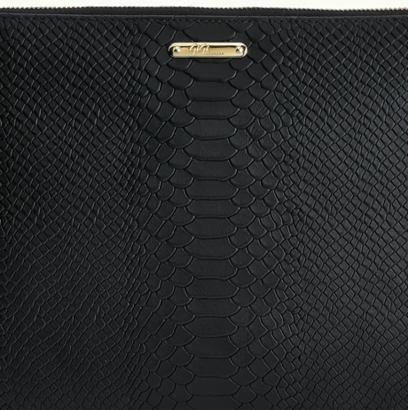 Uber Black Python Clutch Bag