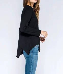 Wilt Round Neck Crossover Hem Lis Top In Black