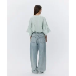 Zelie Green Lily Fringe Crepe Shirt