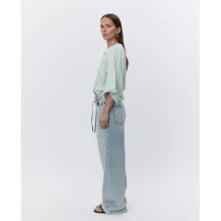 Zelie Green Lily Fringe Crepe Shirt