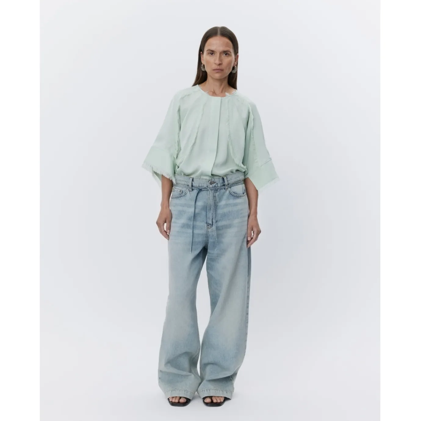 Zelie Green Lily Fringe Crepe Shirt